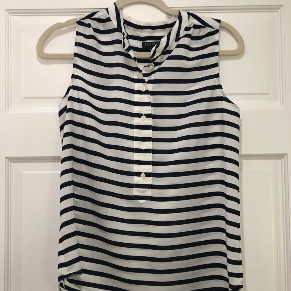 J. Crew Black and White Striped Sleeveless Top